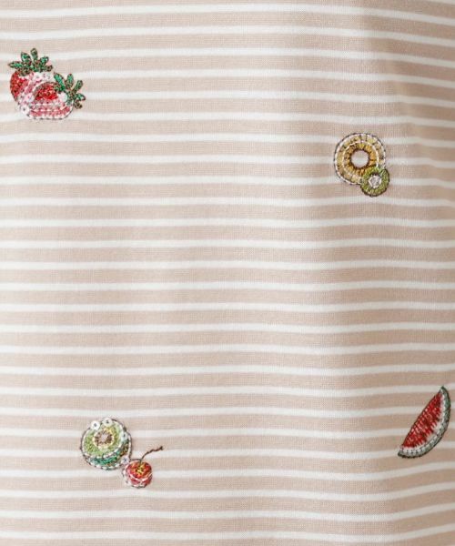 Leilian / レリアン Tシャツ | フルーツ刺繍ボーダーTシャツ | 詳細10