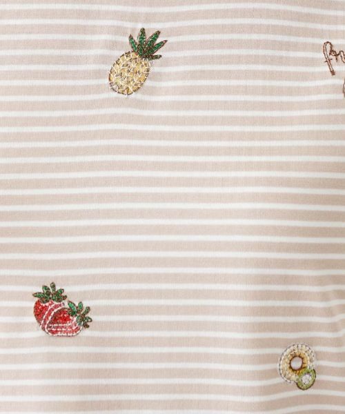 Leilian / レリアン Tシャツ | フルーツ刺繍ボーダーTシャツ | 詳細12