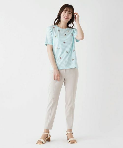 Leilian / レリアン Tシャツ | フルーツ刺繍ボーダーTシャツ | 詳細13