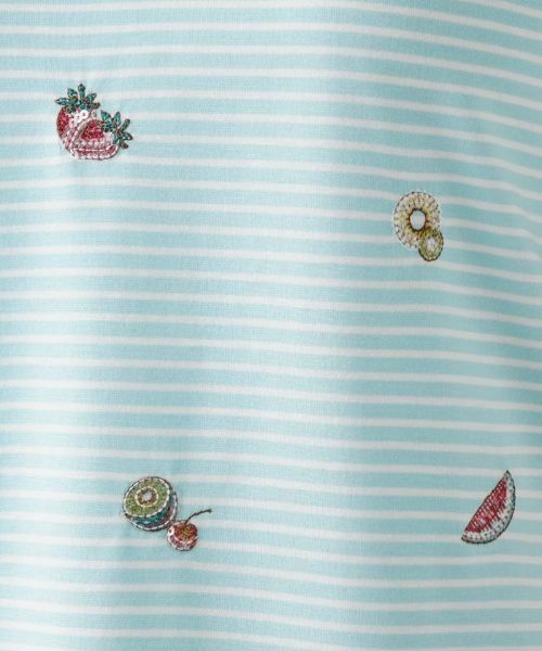 Leilian / レリアン Tシャツ | フルーツ刺繍ボーダーTシャツ | 詳細16