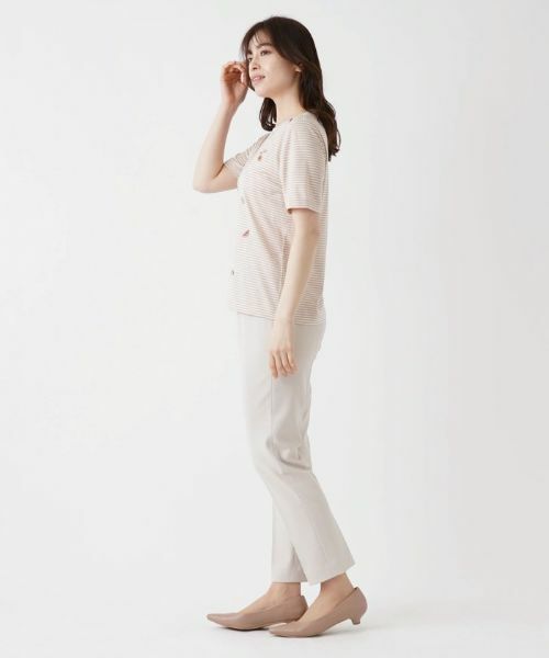 Leilian / レリアン Tシャツ | フルーツ刺繍ボーダーTシャツ | 詳細2