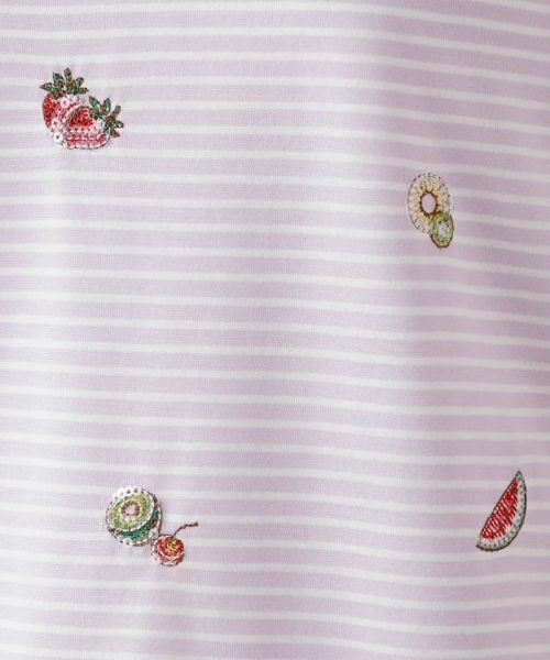 Leilian / レリアン Tシャツ | フルーツ刺繍ボーダーTシャツ | 詳細20