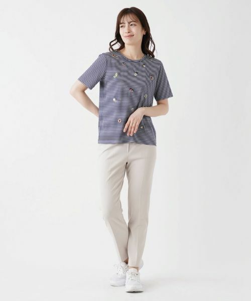 Leilian / レリアン Tシャツ | フルーツ刺繍ボーダーTシャツ | 詳細21