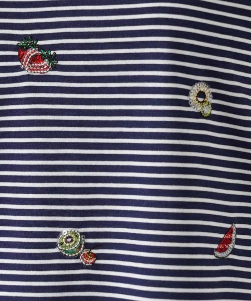 Leilian / レリアン Tシャツ | フルーツ刺繍ボーダーTシャツ | 詳細24