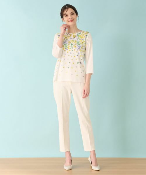 Leilian / レリアン Tシャツ | リーフ柄プリントインナー | 詳細1