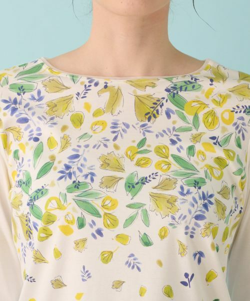 Leilian / レリアン Tシャツ | リーフ柄プリントインナー | 詳細11