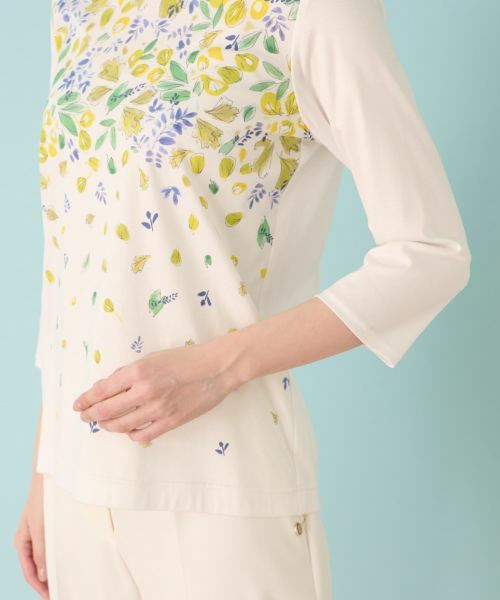 Leilian / レリアン Tシャツ | リーフ柄プリントインナー | 詳細12