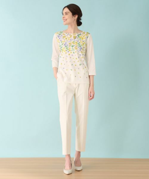 Leilian / レリアン Tシャツ | リーフ柄プリントインナー | 詳細15