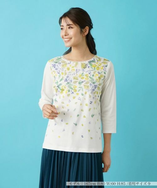 Leilian / レリアン Tシャツ | リーフ柄プリントインナー | 詳細16