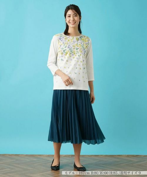 Leilian / レリアン Tシャツ | リーフ柄プリントインナー | 詳細17