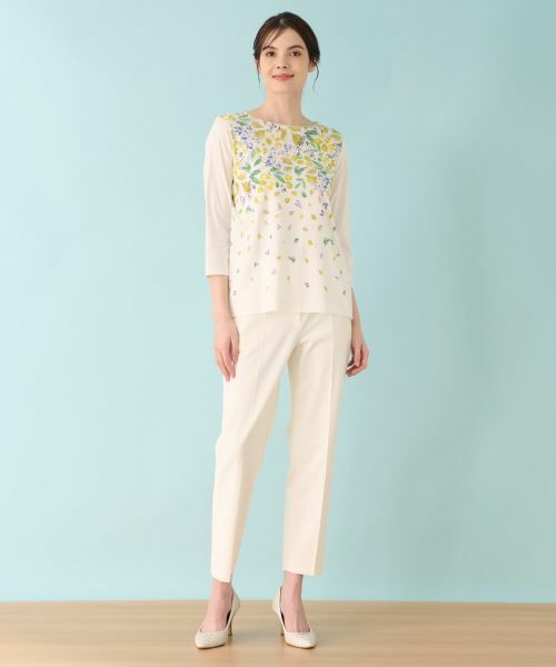 Leilian / レリアン Tシャツ | リーフ柄プリントインナー | 詳細2