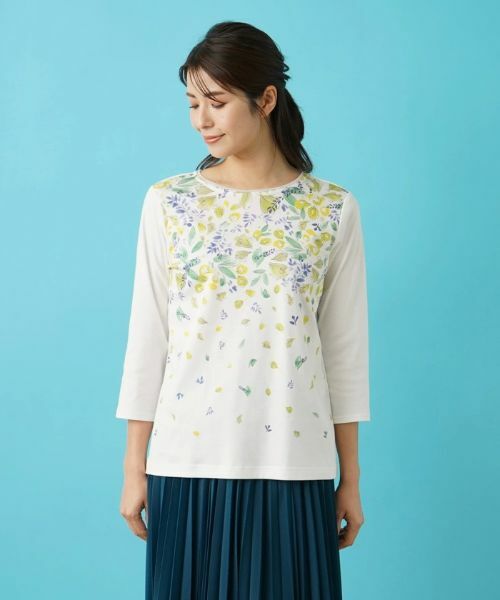 Leilian / レリアン Tシャツ | リーフ柄プリントインナー | 詳細20