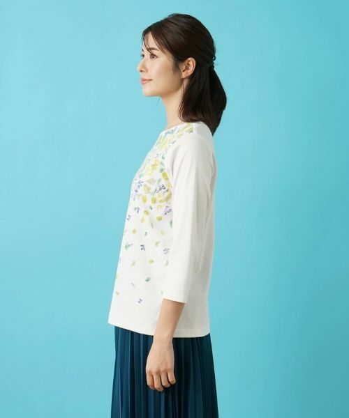 Leilian / レリアン Tシャツ | リーフ柄プリントインナー | 詳細21