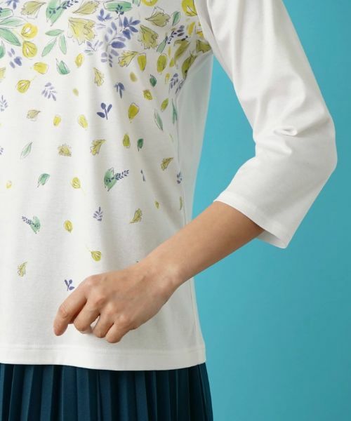 Leilian / レリアン Tシャツ | リーフ柄プリントインナー | 詳細26
