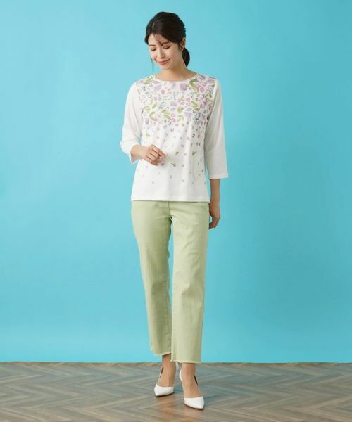 Leilian / レリアン Tシャツ | リーフ柄プリントインナー | 詳細28