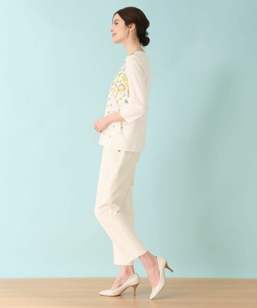 Leilian / レリアン Tシャツ | リーフ柄プリントインナー | 詳細3