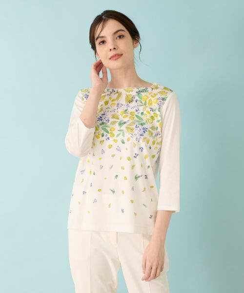 Leilian / レリアン Tシャツ | リーフ柄プリントインナー | 詳細4