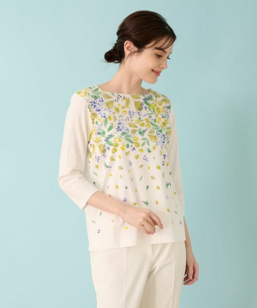 Leilian / レリアン Tシャツ | リーフ柄プリントインナー | 詳細5