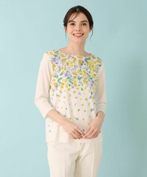 Leilian / レリアン Tシャツ | リーフ柄プリントインナー | 詳細6