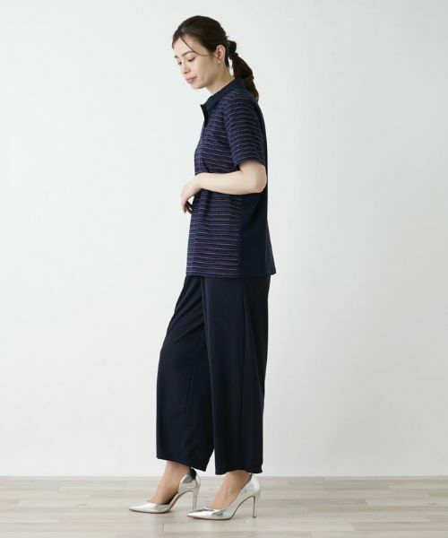 Leilian / レリアン カットソー | ボーダー柄半袖ポロシャツ | 詳細2