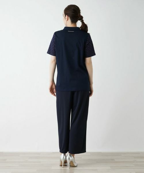 Leilian / レリアン カットソー | ボーダー柄半袖ポロシャツ | 詳細3