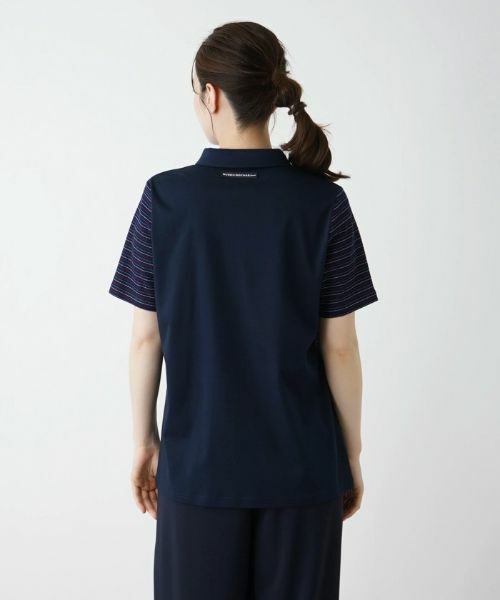 Leilian / レリアン カットソー | ボーダー柄半袖ポロシャツ | 詳細6