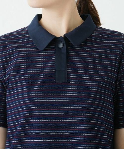 Leilian / レリアン カットソー | ボーダー柄半袖ポロシャツ | 詳細7