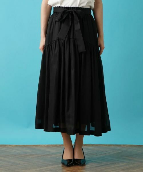 Leilian / レリアン ミニ・ひざ丈スカート | ティアード切り替えフレアスカート | 詳細27