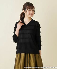 Leilian / レリアン ニット・セーター | 七分袖フリンジニット【LE TRICOT PERUGIA】