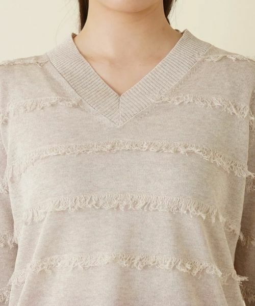 Leilian / レリアン ニット・セーター | 七分袖フリンジニット【LE TRICOT PERUGIA】 | 詳細10