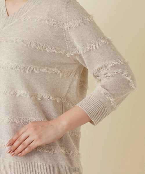 Leilian / レリアン ニット・セーター | 七分袖フリンジニット【LE TRICOT PERUGIA】 | 詳細12