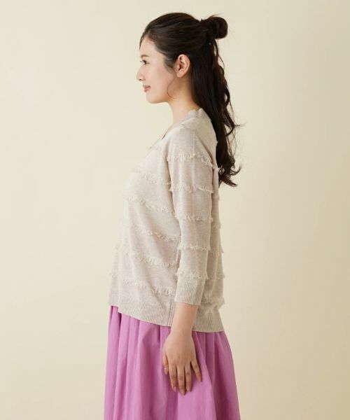 Leilian / レリアン ニット・セーター | 七分袖フリンジニット【LE TRICOT PERUGIA】 | 詳細8