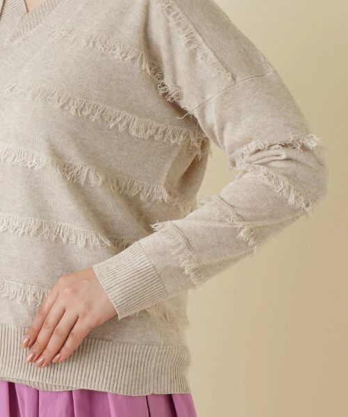 Leilian / レリアン カーディガン・ボレロ | ボーダー状フリンジニットカーディガン【LE TRICOT PERUGIA】 | 詳細12