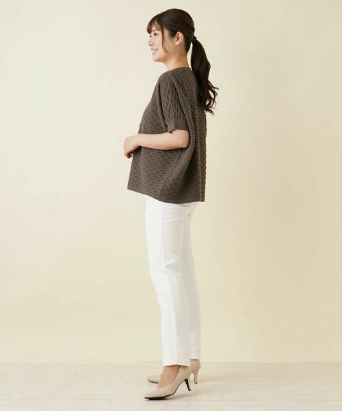 定価18万20AW レリアンLE TRICOT PERUGIA ニット切替コート 店舗人気】スパンコールニット【LE TRICOT