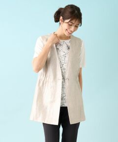 Leilian / レリアン テーラードジャケット | 箔プリントベスト【ROCHAS Premiere】