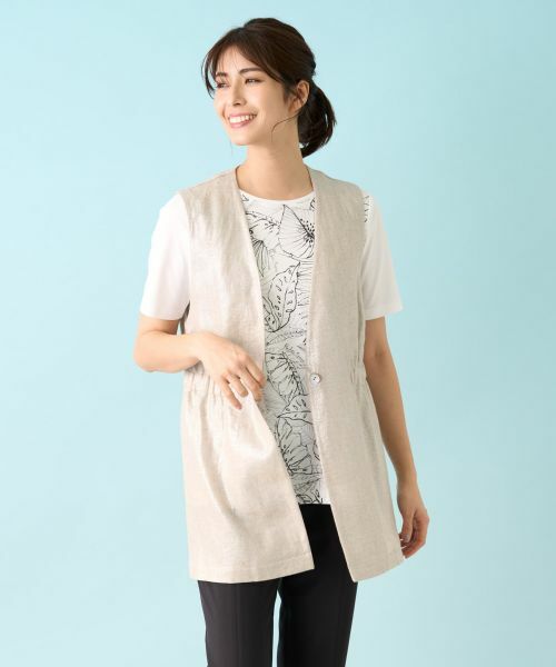 Leilian / レリアン テーラードジャケット | 箔プリントベスト【ROCHAS Premiere】 | 詳細2