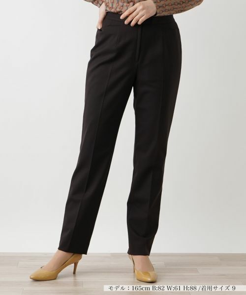 Leilian / レリアン その他パンツ | センタープレスパンツ(ダークブラウン系)