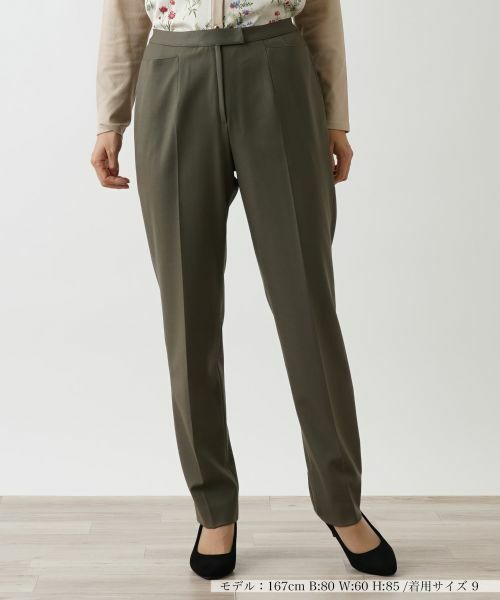 Leilian / レリアン その他パンツ | センタープレスパンツ(カーキ系)