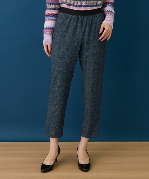 Leilian / レリアン その他パンツ | あったかデニム調プリントスリムパンツ(ネイビー系)