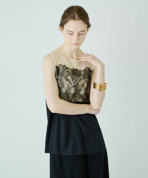 Leilian / レリアン シャツ・ブラウス | 【店舗人気】異素材切替ノースリーブブラウス | 詳細2