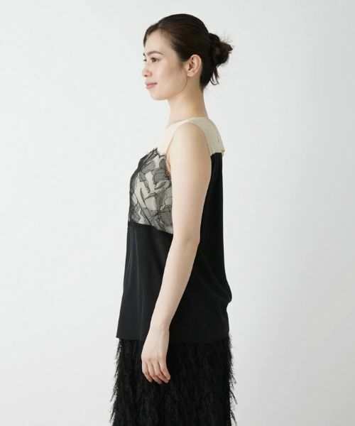 Leilian / レリアン シャツ・ブラウス | 【店舗人気】異素材切替ノースリーブブラウス | 詳細24