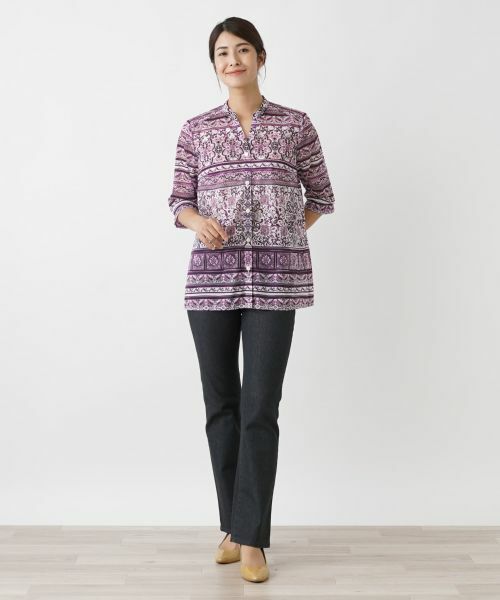 Leilian / レリアン シャツ・ブラウス | 花柄スキッパーブラウス | 詳細1