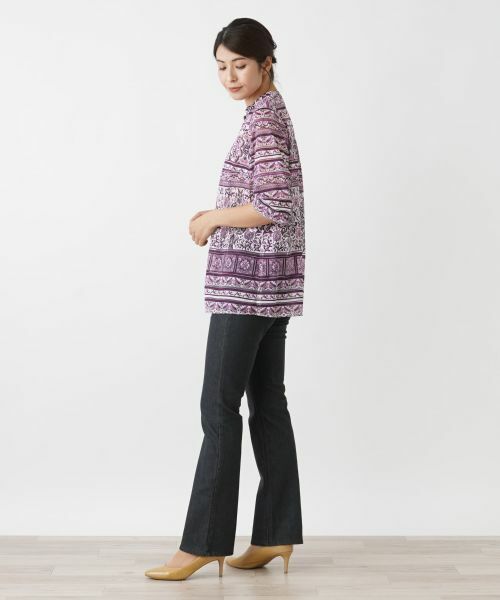 Leilian / レリアン シャツ・ブラウス | 花柄スキッパーブラウス | 詳細2