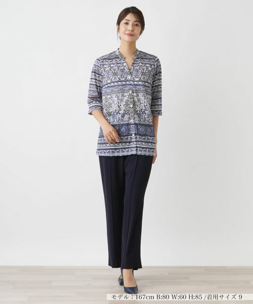 Leilian / レリアン シャツ・ブラウス | 花柄スキッパーブラウス | 詳細5