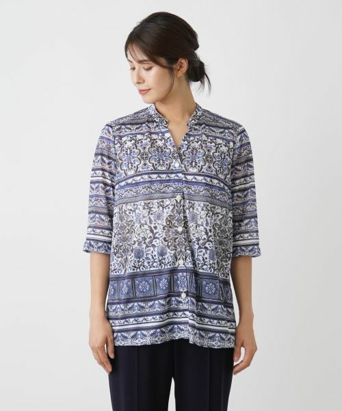 Leilian / レリアン シャツ・ブラウス | 花柄スキッパーブラウス | 詳細8