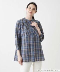 Leilian / レリアン シャツ・ブラウス | 七分袖バンドカラーブラウス【Leilian WHITE LABEL】