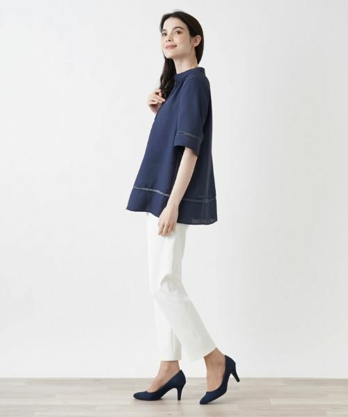 セール】 スキッパーブラウス【Leilian WHITE LABEL】 （シャツ