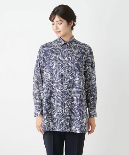 Leilian / レリアン シャツ・ブラウス | リーフプリント総柄シャツ | 詳細4