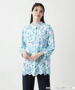 Leilian / レリアン シャツ・ブラウス | カットワークレースプリントブラウス