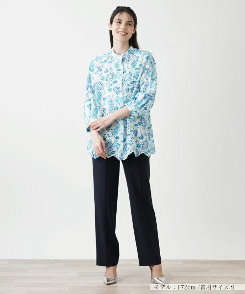 Leilian / レリアン シャツ・ブラウス | カットワークレースプリントブラウス | 詳細1